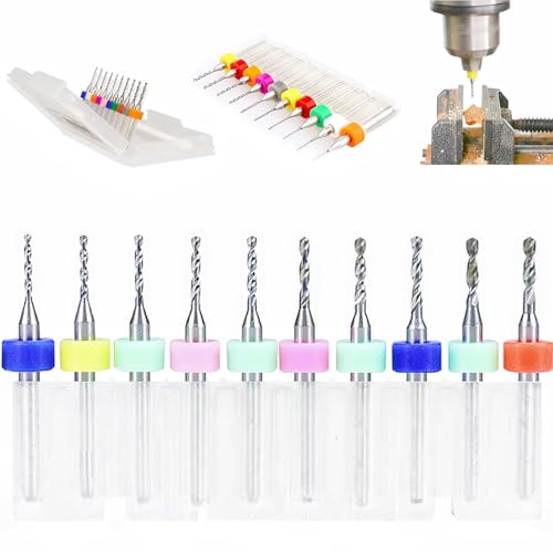 Sunkizzrs® 10-Pcs Tungsten Steel Carbide Micro Drill Bits Set (1.1mm-2mm) — 3mm Shank Precision PCB Drill Bits for Print Circuit Board/Amber/Resin/Beeswax/Dremel/Jewelry/CNC Punching Engraving - Image 1
