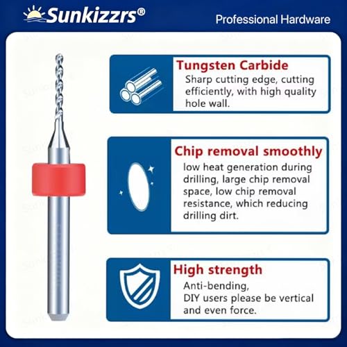 Sunkizzrs® 10-Pcs Tungsten Steel Carbide Micro Drill Bits Set (1.1mm-2mm) — 3mm Shank Precision PCB Drill Bits for Print Circuit Board/Amber/Resin/Beeswax/Dremel/Jewelry/CNC Punching Engraving - Image 5