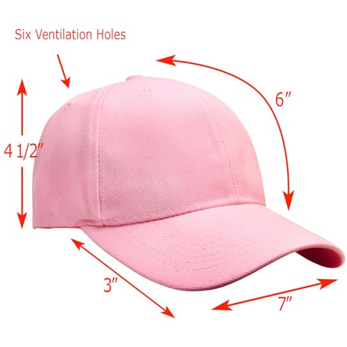 Falari Wholesale Bulk Lot 12Pack Baseball Cap Adjustable Size Plain Blank Solid Color 12Pack Pink - Image 3