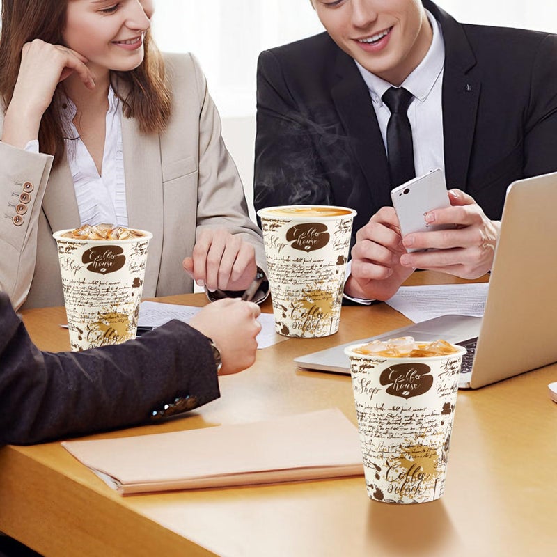 SIUQ Coffee Cups 12 oz 240 Pack, Leak-Proof Disposable Paper Cups with Retro Design, for Hot/Cold Beverages, Ideal for Party, Business, Travel, Picnic, Offices and Cafes - Image 5