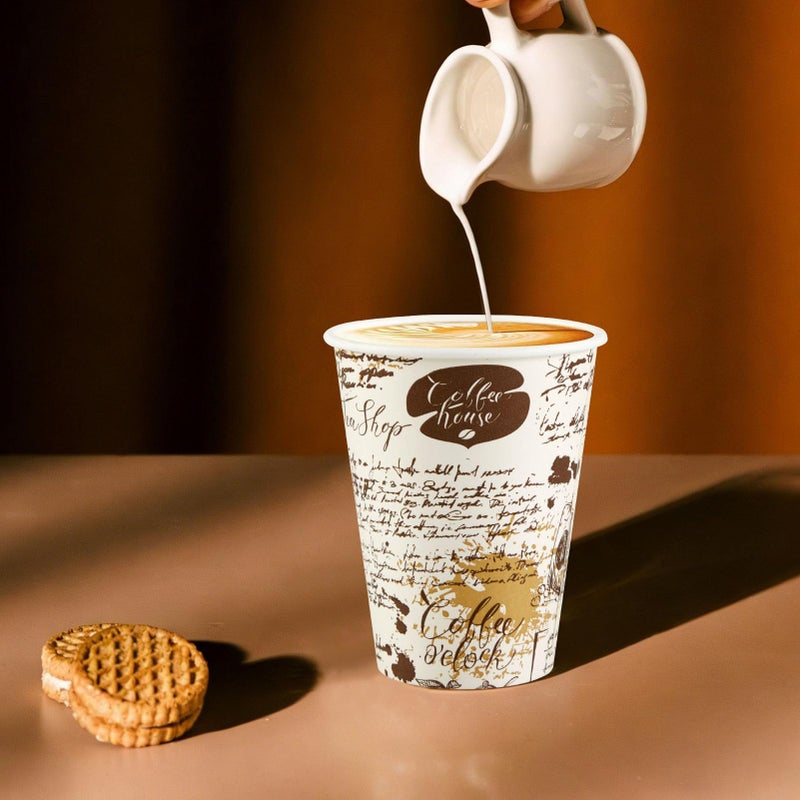 SIUQ Coffee Cups 12 oz 240 Pack, Leak-Proof Disposable Paper Cups with Retro Design, for Hot/Cold Beverages, Ideal for Party, Business, Travel, Picnic, Offices and Cafes - Image 4