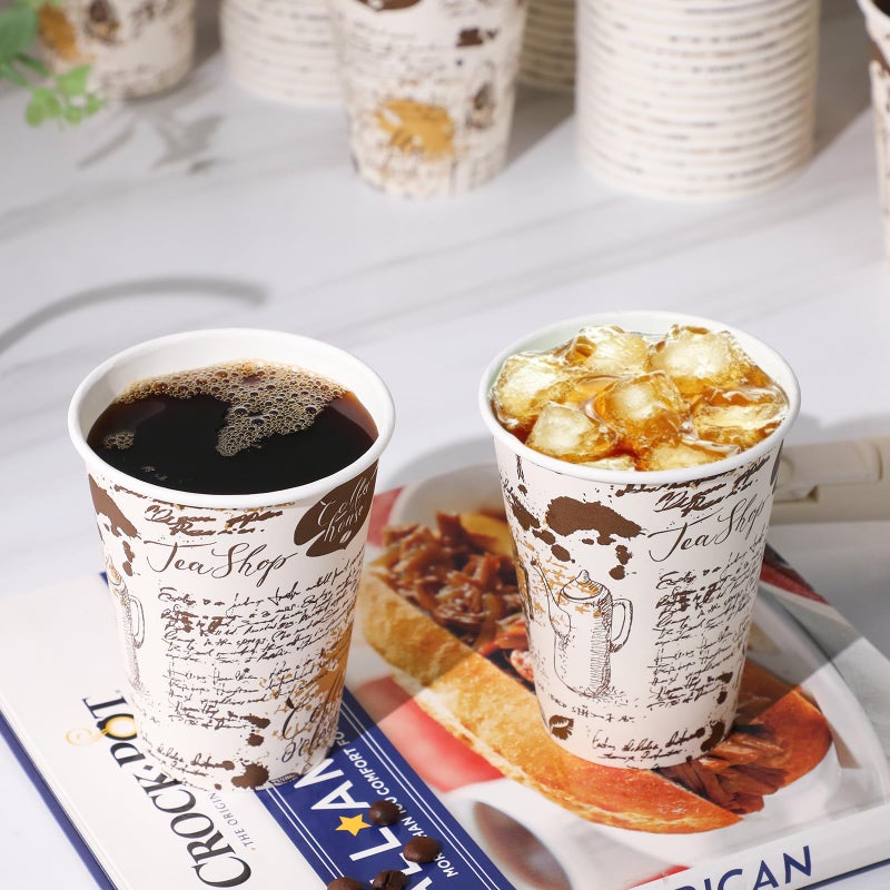 SIUQ Coffee Cups 12 oz 240 Pack, Leak-Proof Disposable Paper Cups with Retro Design, for Hot/Cold Beverages, Ideal for Party, Business, Travel, Picnic, Offices and Cafes - Image 3