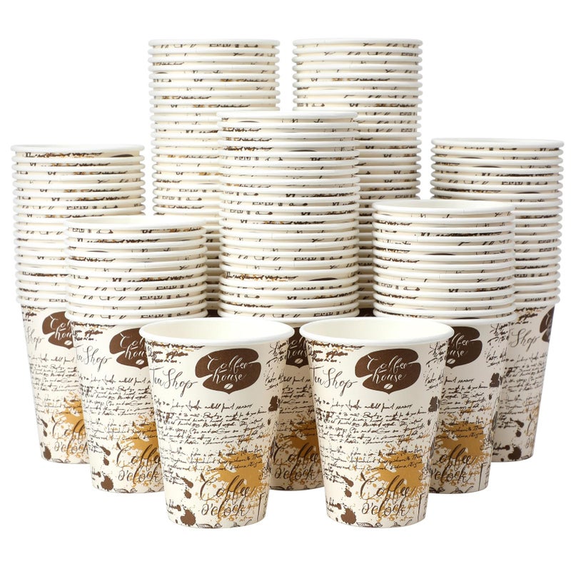 SIUQ Coffee Cups 12 oz 240 Pack, Leak-Proof Disposable Paper Cups with Retro Design, for Hot/Cold Beverages, Ideal for Party, Business, Travel, Picnic, Offices and Cafes - Image 1