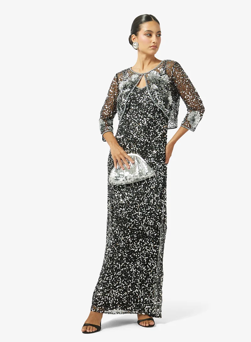 Namshi x  Sequined Evening Gown With Bolero for Women | Best Price UAE