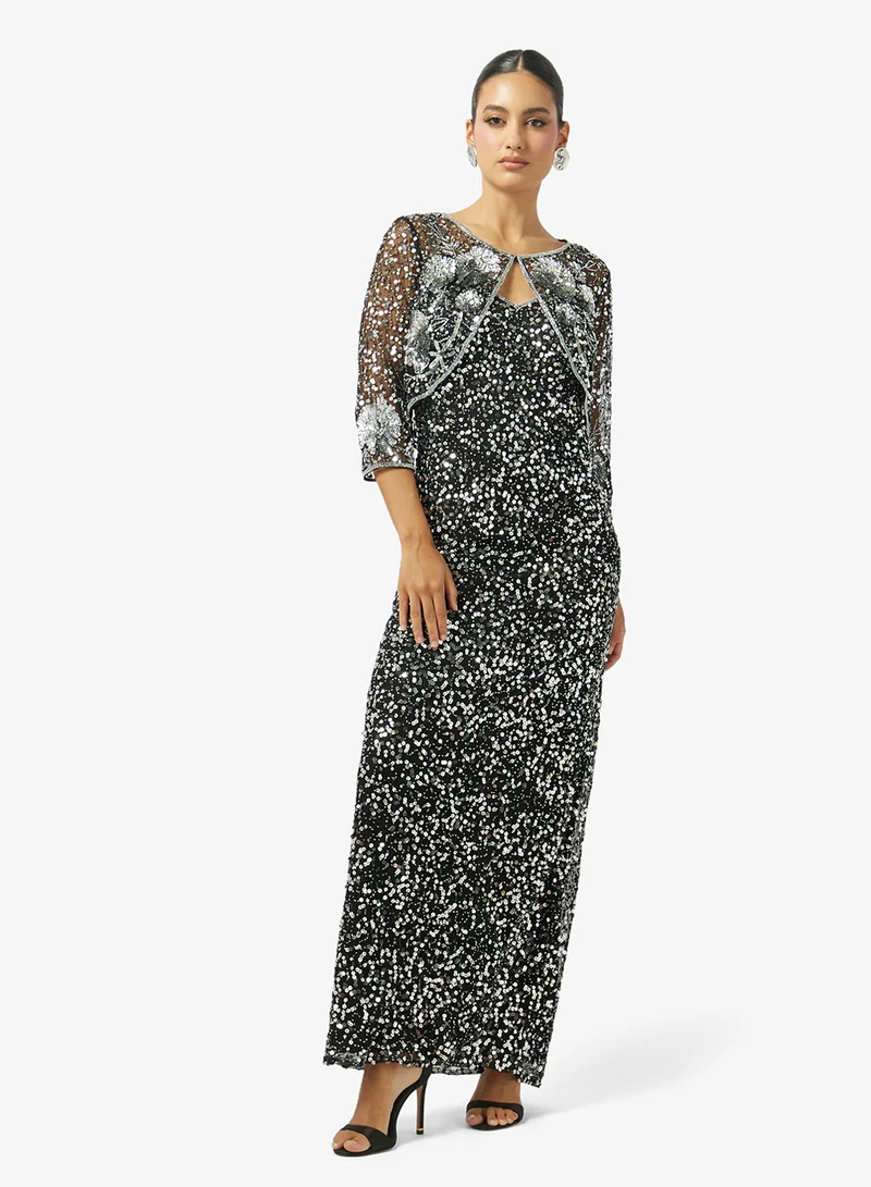 Sequined Evening Gown With Bolero