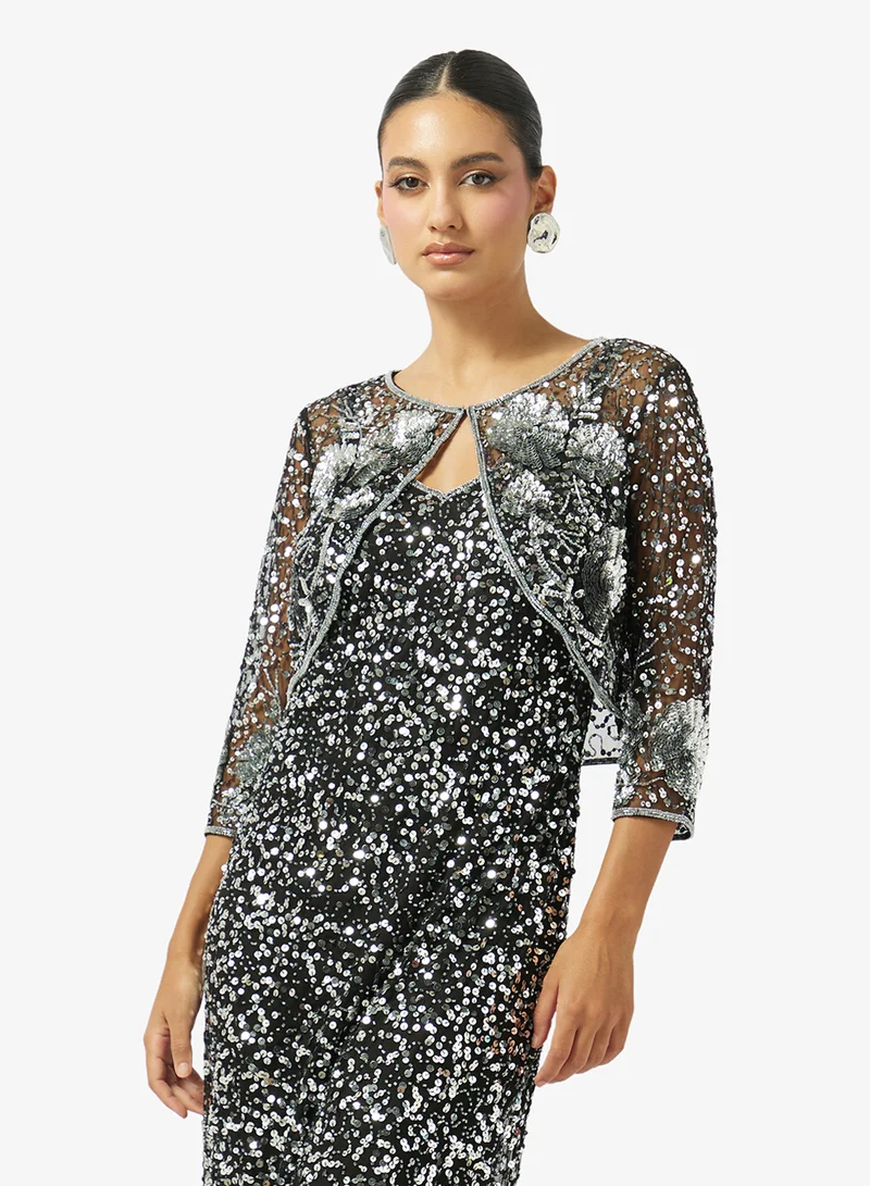 Namshi x  Sequined Evening Gown With Bolero for Women | Best Price UAE