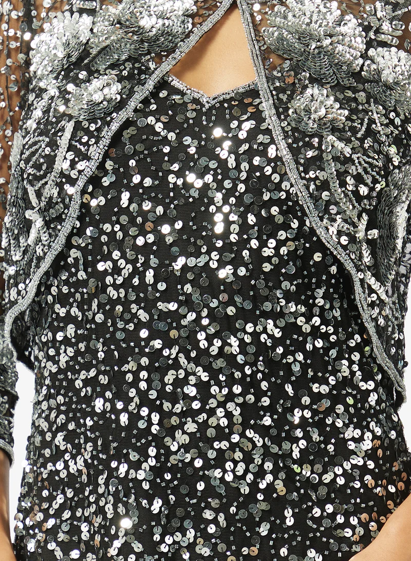 Namshi x  Sequined Evening Gown With Bolero for Women | Best Price UAE