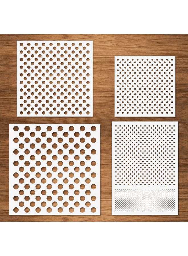 CODOHI Dots Stencils 4 Pcs Polka Dot Stencils Repeating Circle Pattern Assorted Sizes Reusable Mylar Plastic Templates For Painting On Wood Furniture Pillows Wall Scrapbook Card Making Diy Craft - Image 1