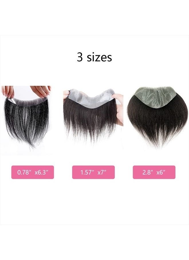 Meiverah Frontal Hairpiece for Women Medium Brown Hair Extension Hairline Loss Straight Tape in Human Hair Toppers Replacement Toupee (0.78“x6.3” hair length：6“, Medium Brown)  - Image 3