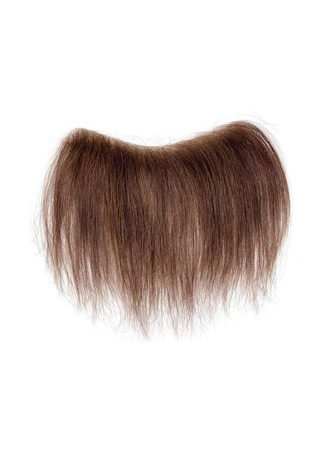 Meiverah Frontal Hairpiece for Women Medium Brown Hair Extension Hairline Loss Straight Tape in Human Hair Toppers Replacement Toupee (0.78“x6.3” hair length：6“, Medium Brown)  - Image 2