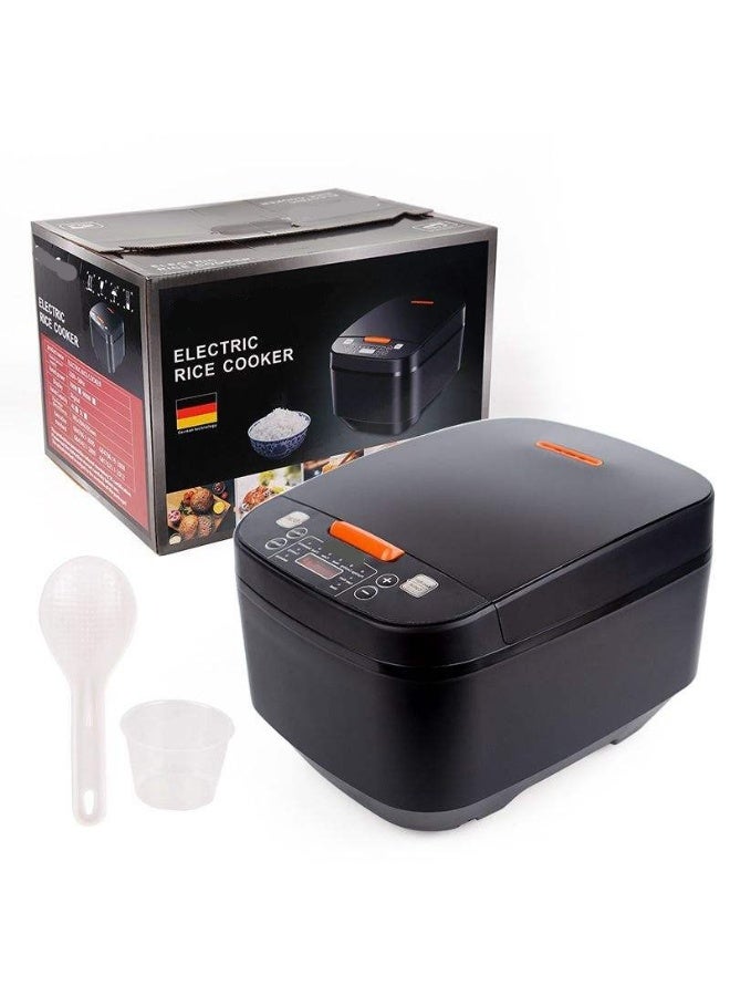 قدر أرز كهربائي وبخار من بوبزا مع تحكم رقمي، قدر غير لاصق، وحفظ السخونة مع الملحقات – أسود - Image 1
