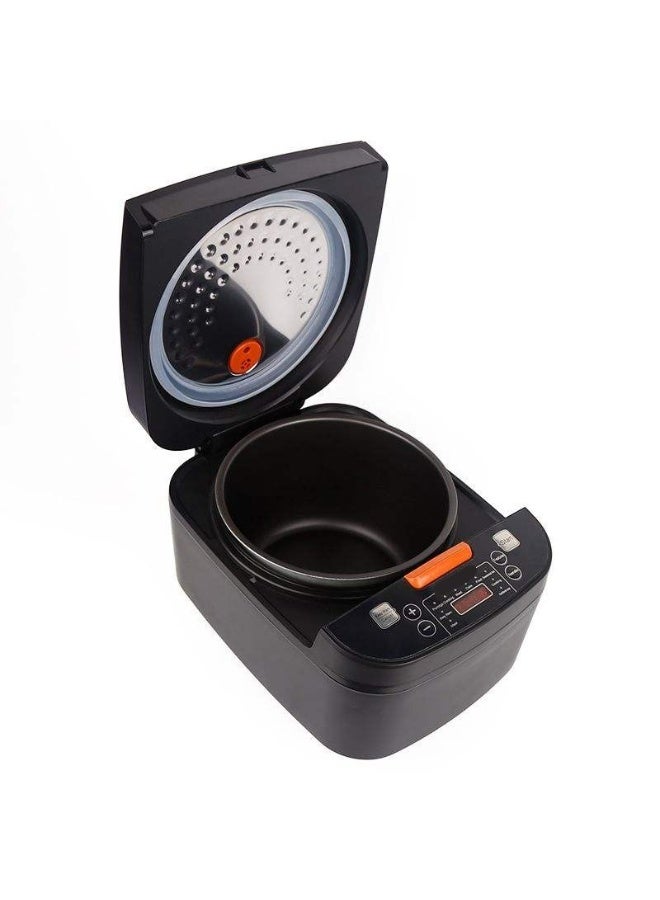 قدر أرز كهربائي وبخار من بوبزا مع تحكم رقمي، قدر غير لاصق، وحفظ السخونة مع الملحقات – أسود - Image 2