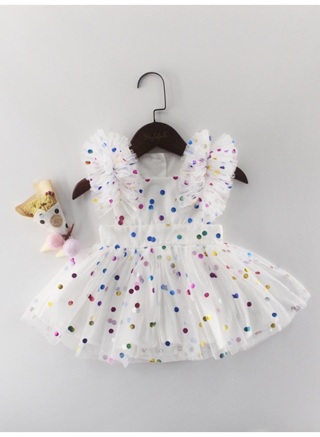 بافانو فساتين صيفية للرضيعات حديثي الولادة فساتين قطنية شبكية مختومة بختم شبكي ملابس رضع - Image 5