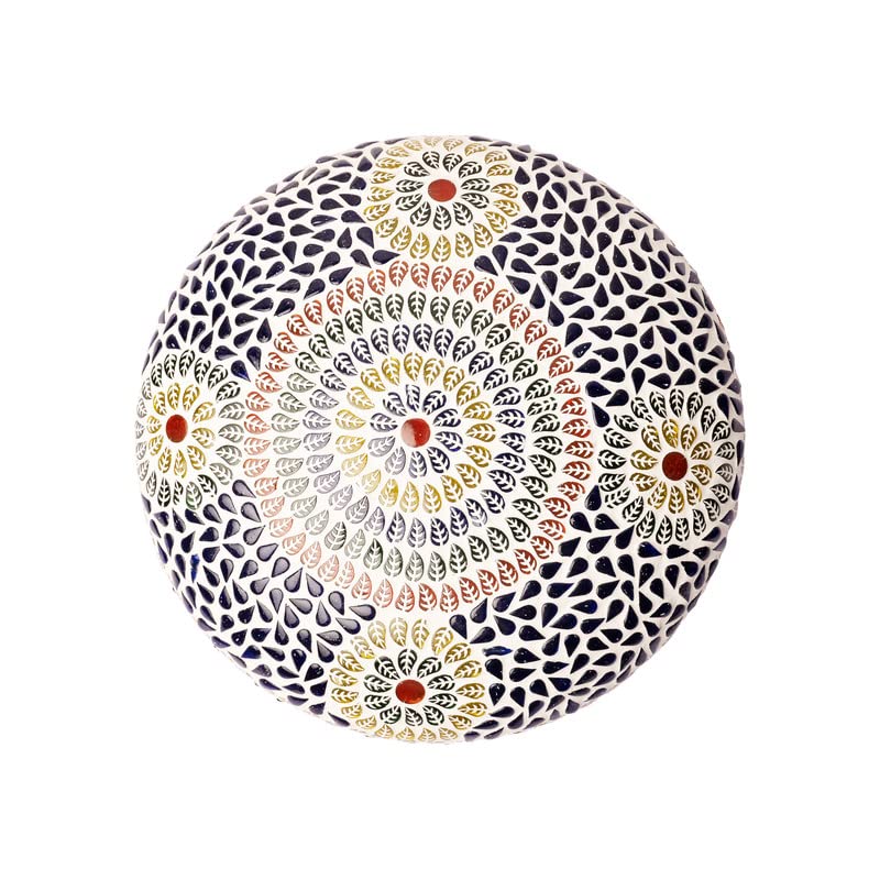 earthenmetal Handcrafted Mosaic Multicoloured Flower Design Glass Ceiling Light - Image 4