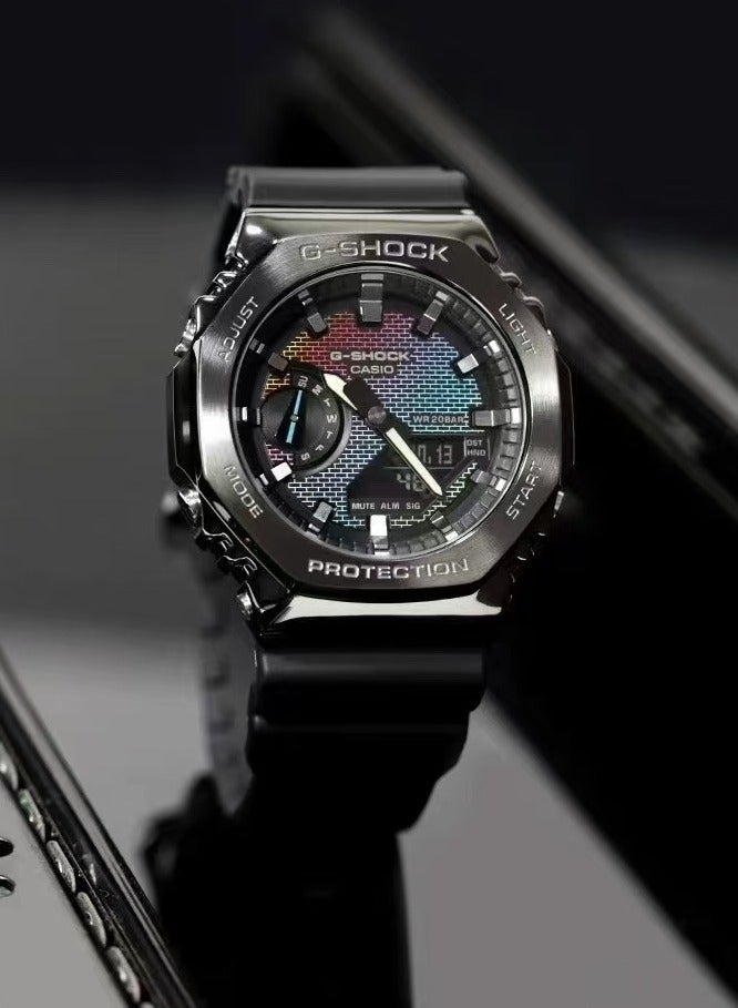 Shock Casio G Shock Rainbow Octagonal Dial GM-2100RW-1A Analog Digital Grey Watch For Men - Image 1