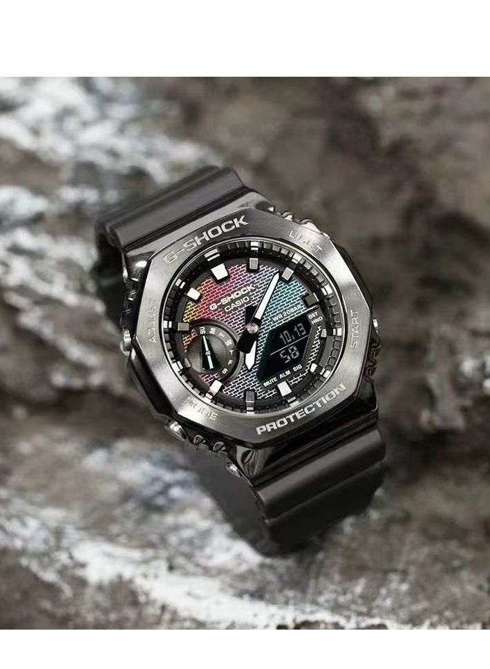 Shock Casio G Shock Rainbow Octagonal Dial GM-2100RW-1A Analog Digital Grey Watch For Men - Image 2