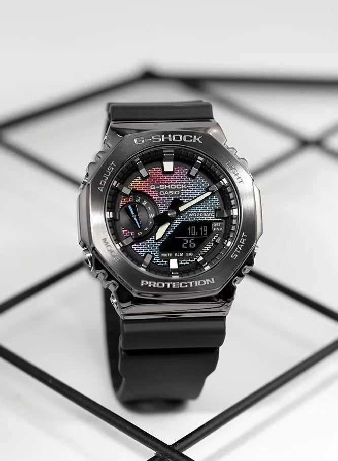 Shock Casio G Shock Rainbow Octagonal Dial GM-2100RW-1A Analog Digital Grey Watch For Men - Image 4