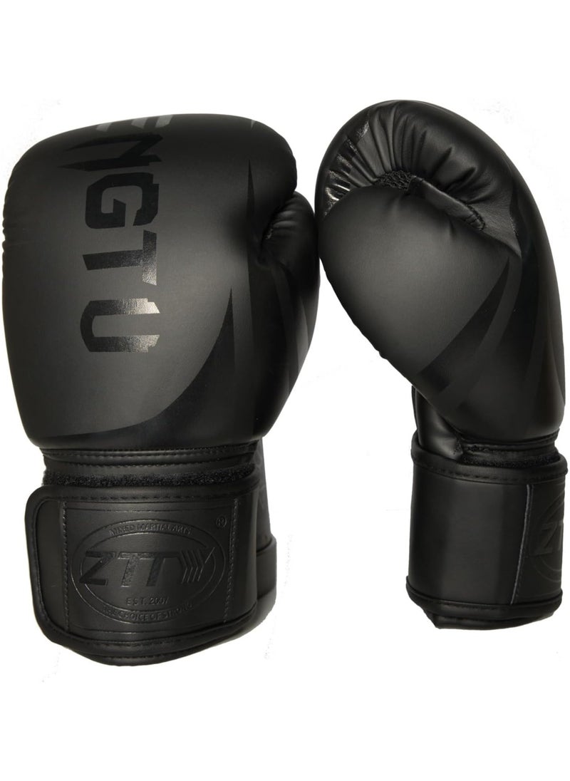 Generic Maanys Boxing Gloves for Men & Women | 12oz Pro Training & Sparring Gloves for Boxing, Muay Thai, Kickboxing & Martial Arts | Durable PU Leather with Ventilated Palm (Black, XL)  - Image 1