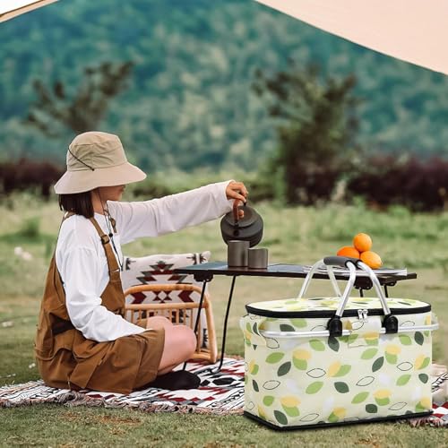 WENGTY Insulated Picnic Baskets 26L, Cooler Bag, Shopping Basket, Collapsible Picnic Cooler with Aluminium Handle for Food, Camping, Work or Outdoor Hiking Black (Multicolor) - Image 2