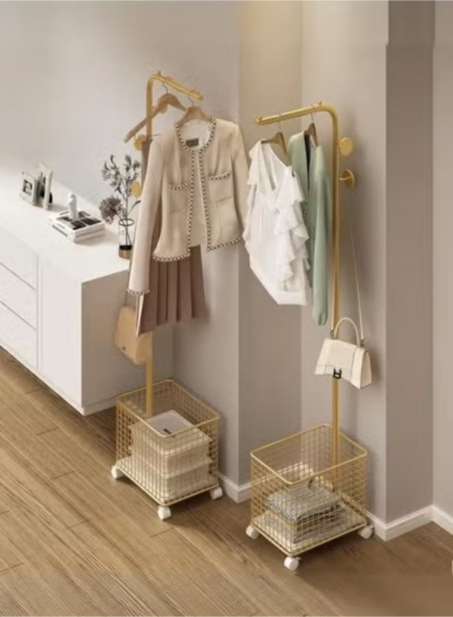 Beauenty Modern Design Metal Clothes Rack and Rack with Storage Basket - Multi-Use Mobile Clothes Organizer  1PCS - Image 1