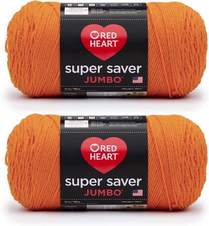 SUPER SAVER JUMBO PUMPKIN YARN 2 PACK OF 396G14OZ ACRYLIC 4 MEDIUM WORSTED 744 YARDS KNITTINGCROCHET