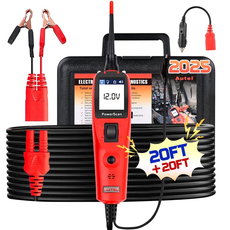 Autel PowerScan Automotive Circuit Tester Power Circuit Probe Tool 1224V Electrical Short Open Breaker Circuit Finder ACDC Current Resistance Duty Cycle 20FT Extension Cord for 99 Cars