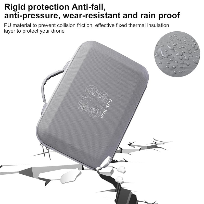 Vertus ® Premium Carrying Case for DJI Neo Drone, Hard Shell Travel Case for DJI Neo Drone, Rc-N3 Remote Controller, Neo Intelligent Flight Battery, Travel Carrying Bag with Shoulder Strap (Grey) - Image 5