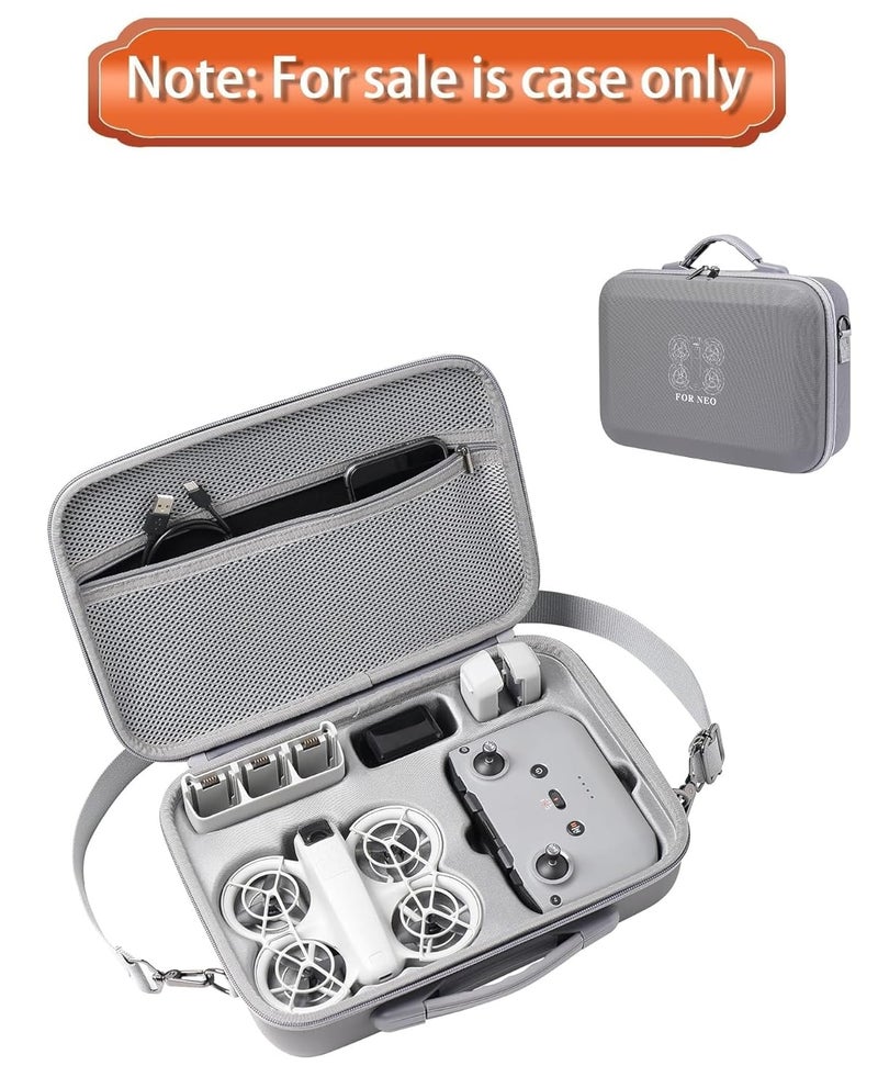 Vertus ® Premium Carrying Case for DJI Neo Drone, Hard Shell Travel Case for DJI Neo Drone, Rc-N3 Remote Controller, Neo Intelligent Flight Battery, Travel Carrying Bag with Shoulder Strap (Grey) - Image 2