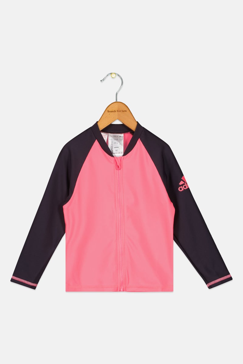 Adidas Kids Girl Long Sleeve Two-Tone Rash Guard, Multicolor - Image 1