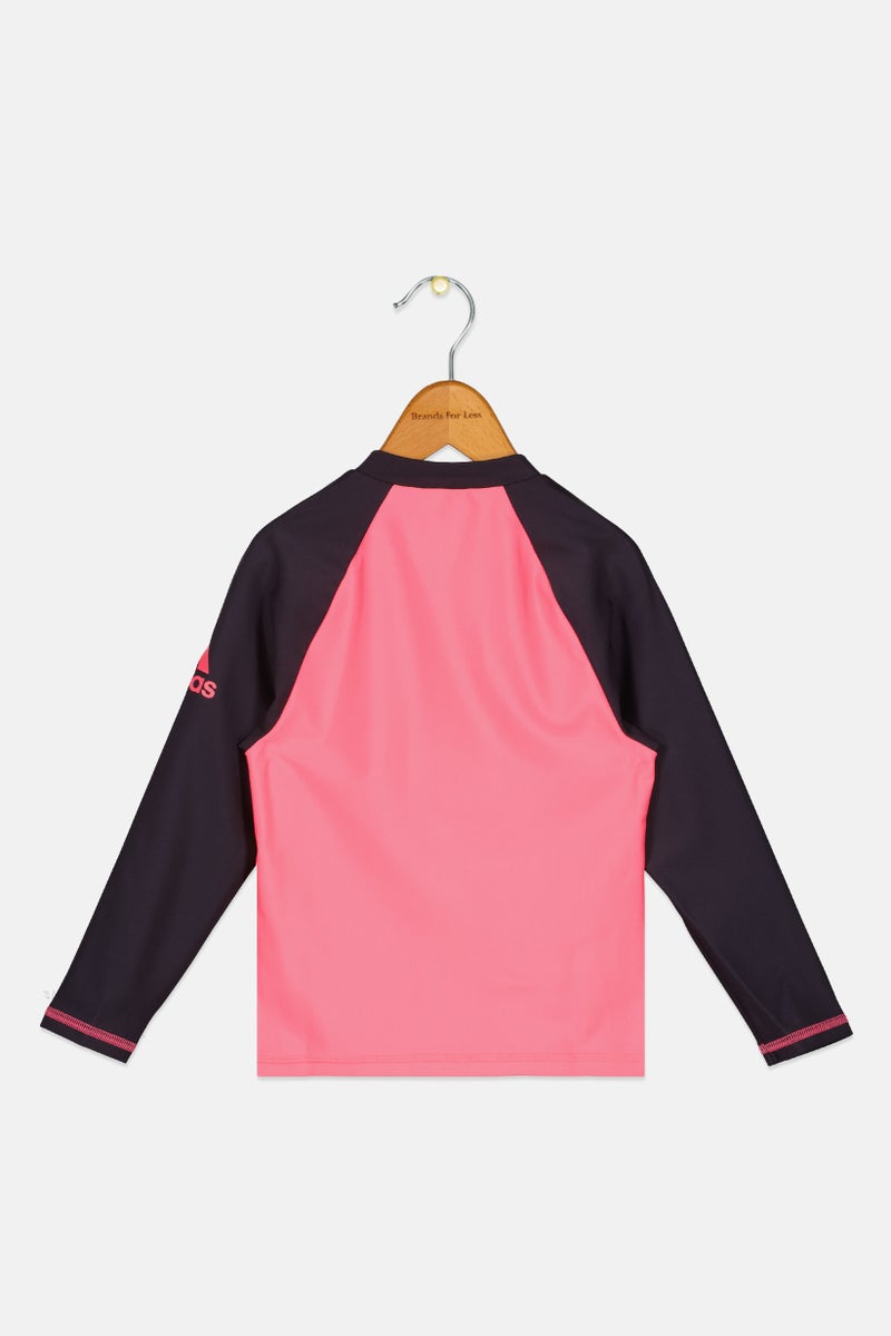 Adidas Kids Girl Long Sleeve Two-Tone Rash Guard, Multicolor - Image 2