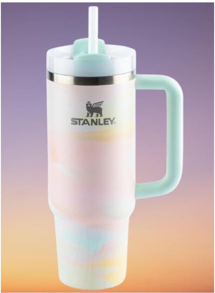 Stanley Quencher H2.0 40oz Vacuum Insulated Tumbler – Brush Strokes Travel Mug with Reusable Lid and Straw for Water, Coffee, Smoothies, and Iced Tea – Durable, Stylish, and Leakproof - Image 1
