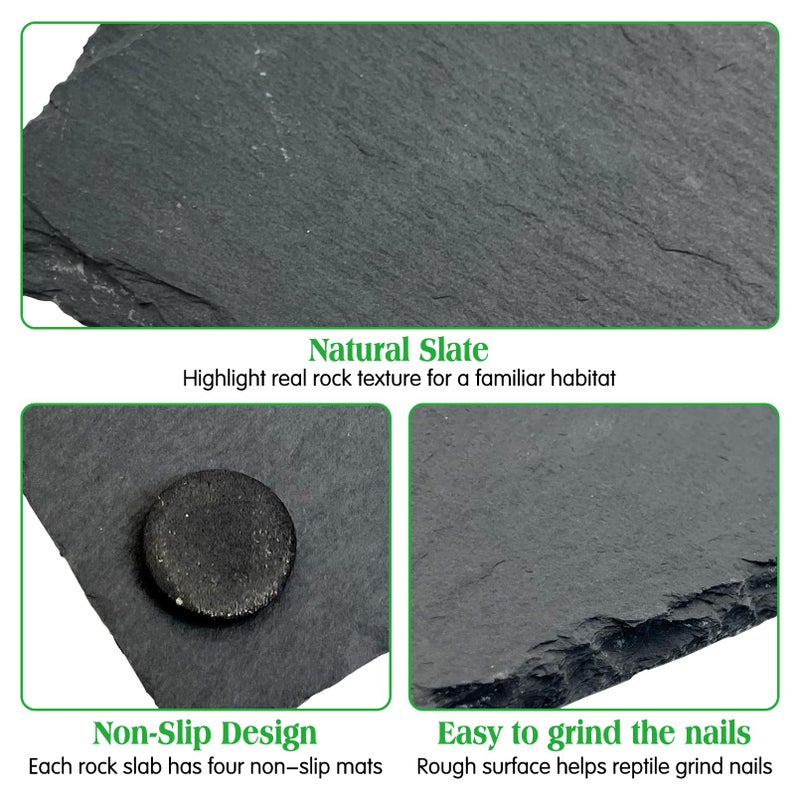 Tfwadmx Reptile Basking Platform Large Tortoise Feeding Bathing Area Turtle Original Rock Plate Grinding Nails Resting Terrace Habitat Decor for Amphibian Reptile Bearded Dragon Chameleon Snake - Image 4