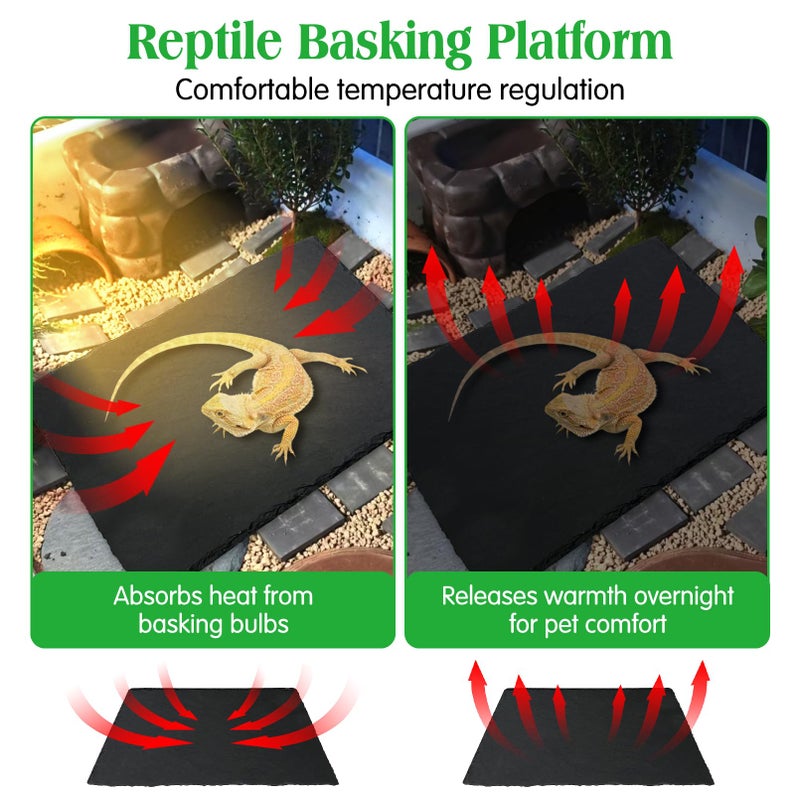 Tfwadmx Reptile Basking Platform Large Tortoise Feeding Bathing Area Turtle Original Rock Plate Grinding Nails Resting Terrace Habitat Decor for Amphibian Reptile Bearded Dragon Chameleon Snake - Image 5