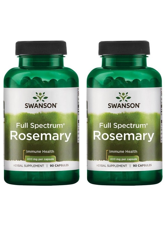 Swanson Full Spectrum Rosemary - Herbal Supplement Promoting Immune Health Support - Natural Formula to Help Defend The Body & Support Overall Wellness - (90 Capsules, 400mg Each) (2 Pack)