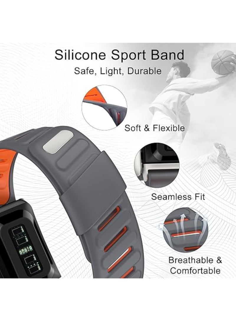 Rugged Comfort Silicone Wristband Compatible with WHOOP 5.0 Band, Durable Soft Silicone Breathable Sport Adjustable Waterproof Loop Replacement Bands for Men Women with Metal Frame Connector (Dark Gray Orange) - Image 3
