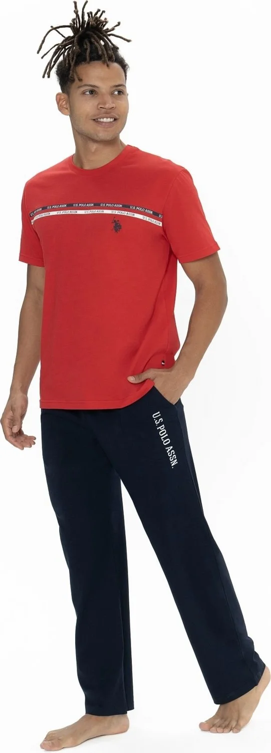 U.S. Polo Assn. 18895 Men's Short Sleeve Crew Neck Pajama Set-Red