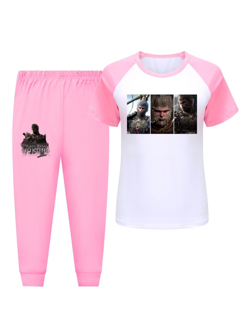 MQD Black Mythical Goku Children's Short Sleeve Pants Pajama Set 