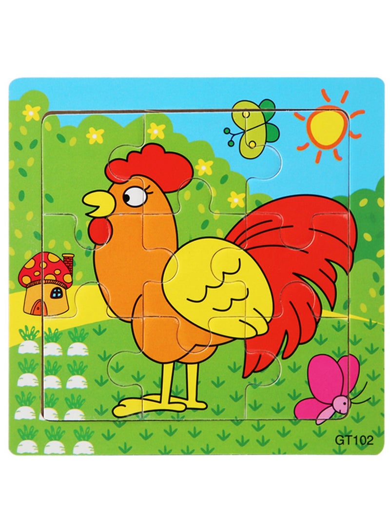 Children's Educational Wooden Cartoon Rooster Jigsaw Puzzles Suitable Gift Bag Pack - Image 1
