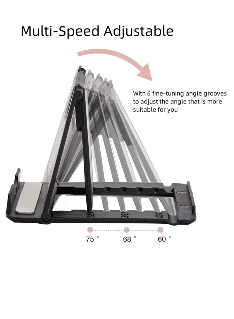 AROAQ Cell Phone Stand, Portable And Foldable Desk Phone Holder, Adjustable Angle Smartphone Support Tablet Stand, Compact And Durable Universal Desk Stand For All Mobile Smart Phone, (Black And Pink) - Image 2