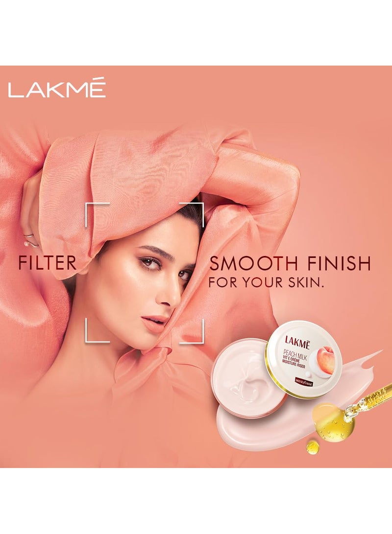 LAKME Skin Perfect Collection Peach Milk VIT E Crème Moisture-Riser 100g| 24Hr Moisture Lock | Non-Sticky - Image 5