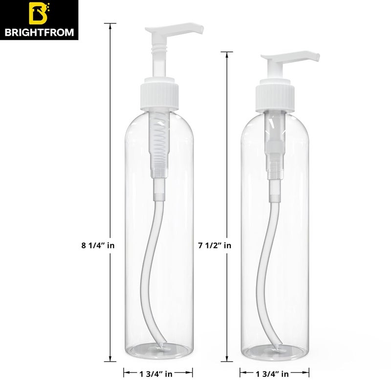 BRIGHTFROM Lotion Pump Bottles Empty 8 OZ BPAFree PET Refillable Plastic Containers Clear with White Dispenser for  Soap Shampoo Lotions Liquid Body Soap Creams and Massage Oil 3 Pack - Image 3