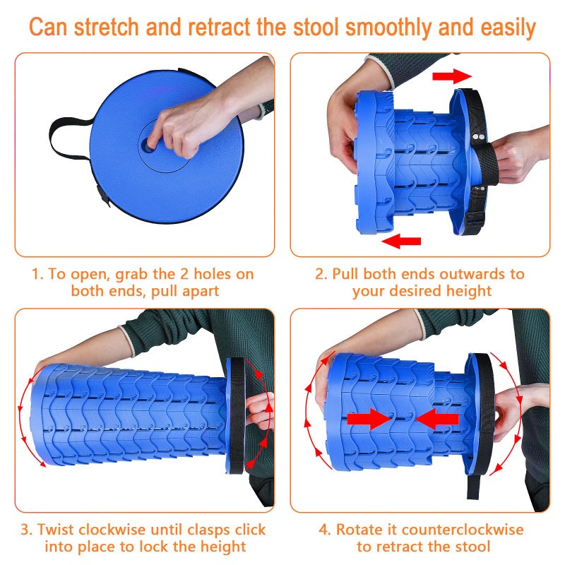 Boreeman Upgraded Folding Stool Lightweight Yet More Sturdy with Load Capacity 400lbs Portable Collapsible Stool for Camping Fishing Hiking BBQ (All Blue) - Image 5