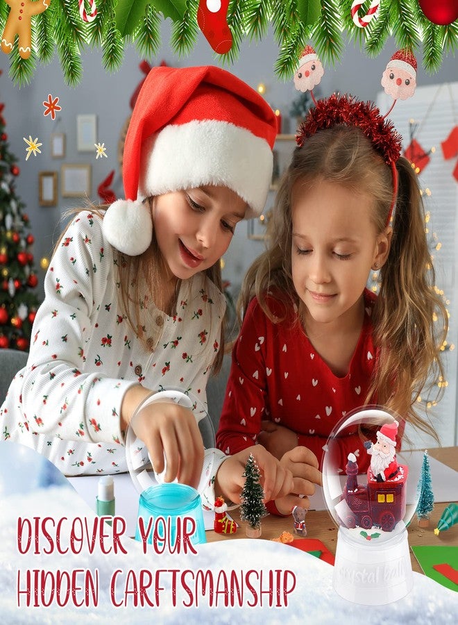 Yunsailing 30 Pcs DIY Snow Globe Kit Snow Globes Making Kit Tiny Resin Christmas Snowflake Sequins Plastic Globe Clay Artificial Christmas Trees Rustic Miniature Hanging for Xmas Party Decorations - Image 5