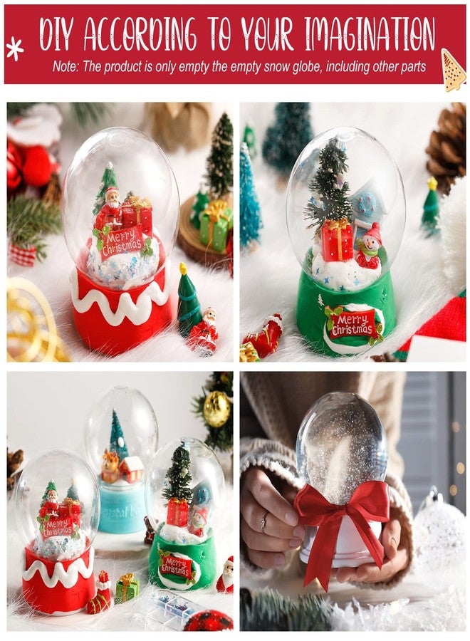 Yunsailing 30 Pcs DIY Snow Globe Kit Snow Globes Making Kit Tiny Resin Christmas Snowflake Sequins Plastic Globe Clay Artificial Christmas Trees Rustic Miniature Hanging for Xmas Party Decorations - Image 3