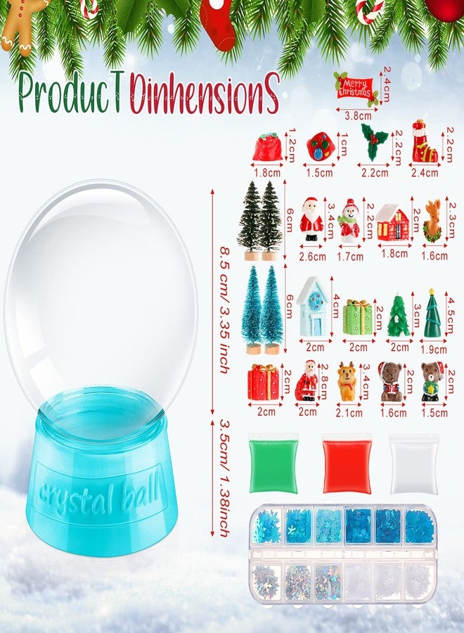 Yunsailing 30 Pcs DIY Snow Globe Kit Snow Globes Making Kit Tiny Resin Christmas Snowflake Sequins Plastic Globe Clay Artificial Christmas Trees Rustic Miniature Hanging for Xmas Party Decorations - Image 2
