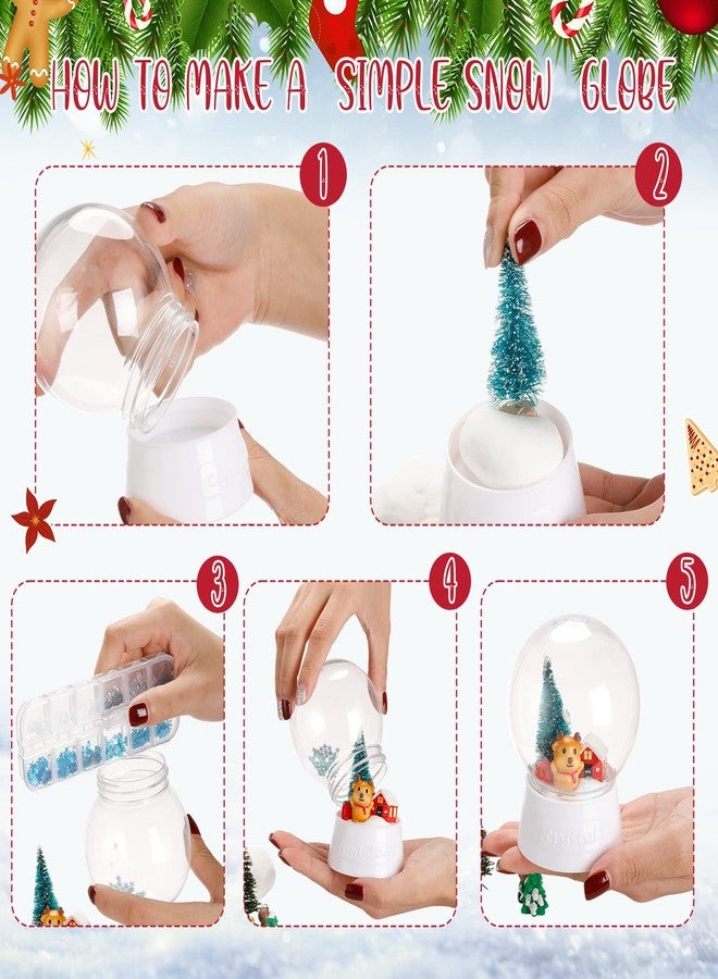 Yunsailing 30 Pcs DIY Snow Globe Kit Snow Globes Making Kit Tiny Resin Christmas Snowflake Sequins Plastic Globe Clay Artificial Christmas Trees Rustic Miniature Hanging for Xmas Party Decorations - Image 4