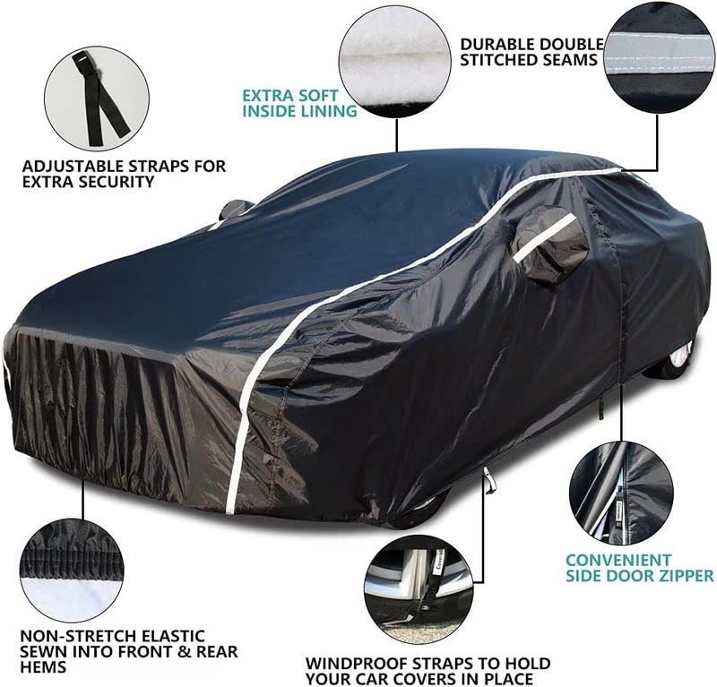 Coverado Waterproof All Weather Car Cover for Sedan (191"-200") with Zipper Door - Image 3