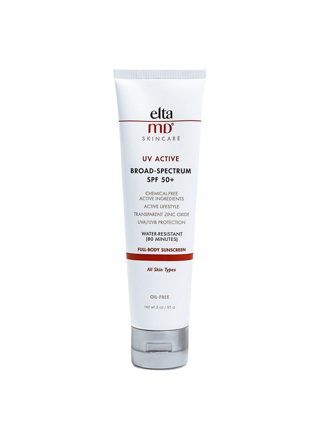 EltaMD Uv Active Zinc Oxide Sunscreen Spf 50+ Mineral Sunscreen Lotion Formulated For Active Lifestyles And Full Body Sun Protection Water Resistant Up To 80 Minutes Oil Free 3.0 Oz Tube  - Image 2