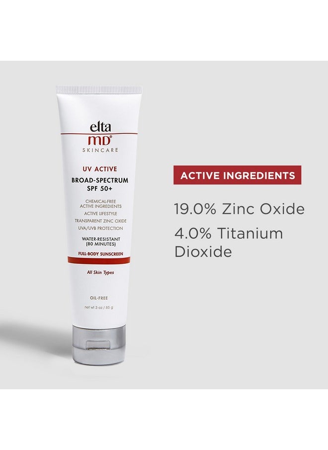EltaMD Uv Active Zinc Oxide Sunscreen Spf 50+ Mineral Sunscreen Lotion Formulated For Active Lifestyles And Full Body Sun Protection Water Resistant Up To 80 Minutes Oil Free 3.0 Oz Tube  - Image 3