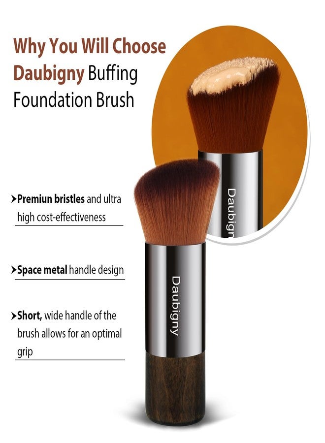 Daubigny Foundation Brush for Liquid Makeup, Self Tanner Brush Flat Top Kabuki Professional Makeup Brushes Blending Mineral Powder Buffing Stippling Makeup Tools - Image 3